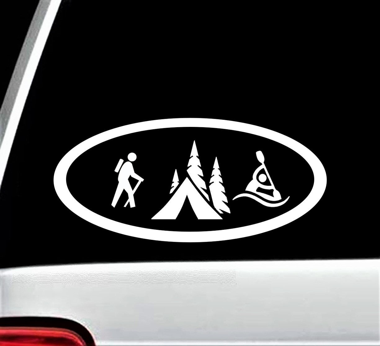 Hiking Camping Kayak Oval Decal Sticker for Car Window 7.50 Inch BG 137