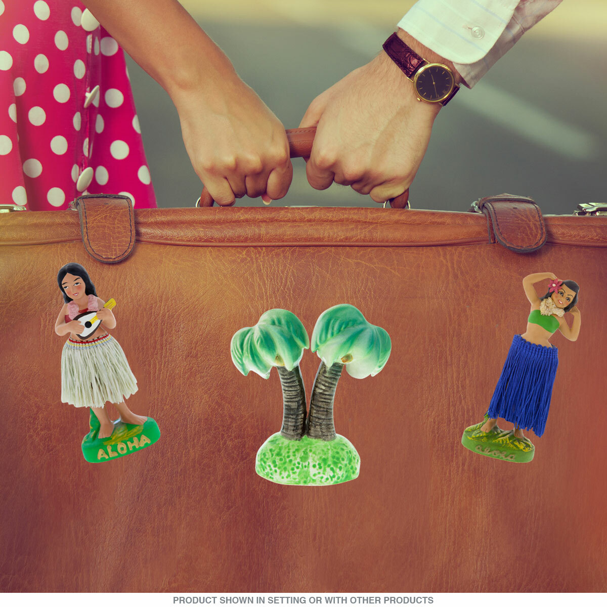 Hula Doll With Ukulele Tan Vinyl Sticker Tiki Tropical Vintage Style Hawaiian
