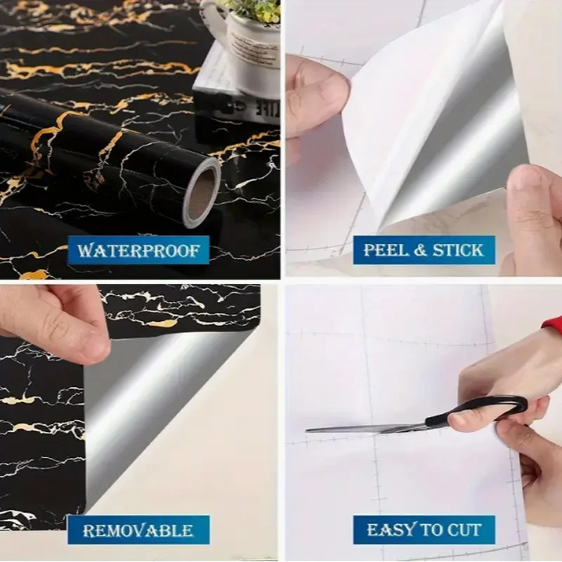 40cm kitchen waterproof and oil resistant PVC self-adhesive marble wall sticker