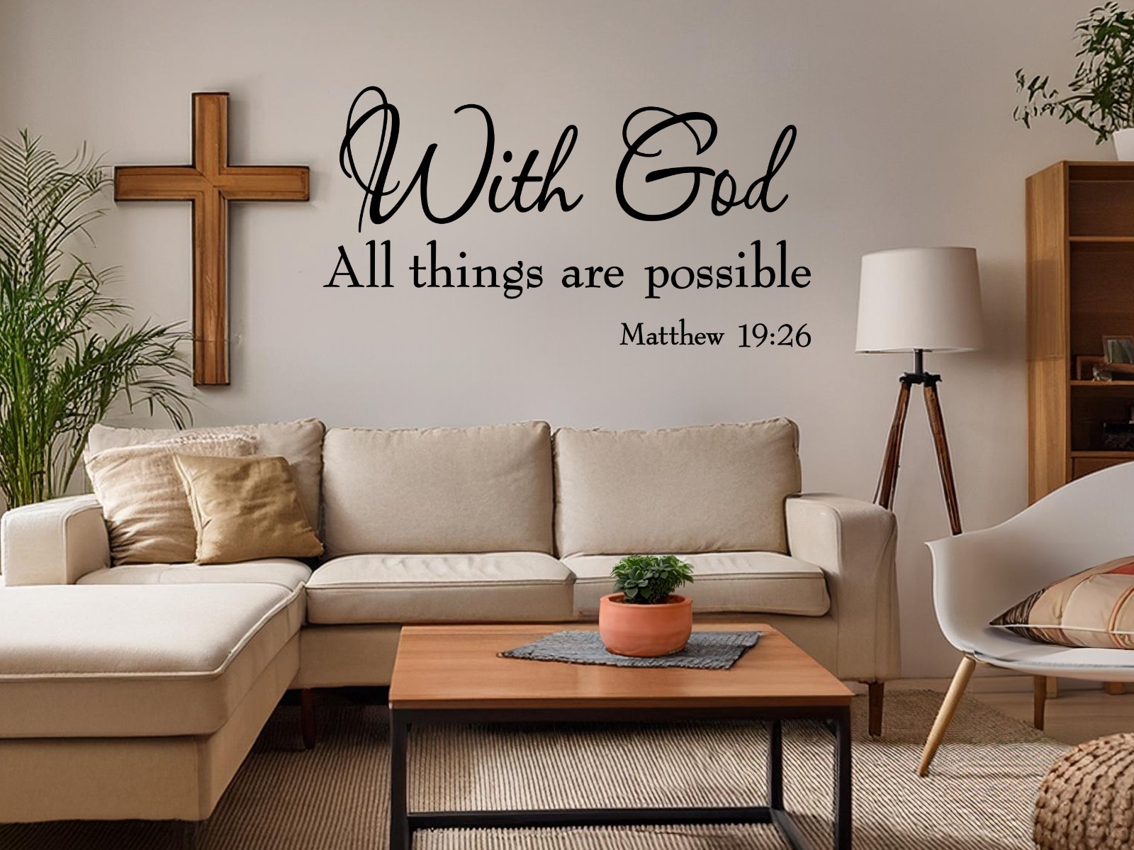 With God All Things are Possible Vinyl Wall Decal – Matthew 19:26 Bible Sticker