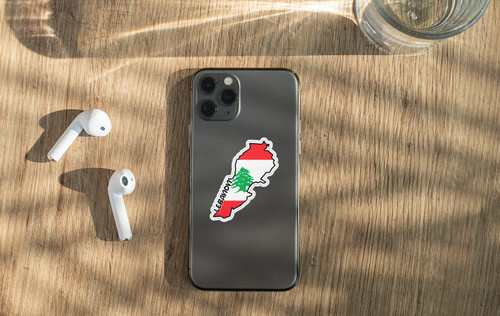 Lebanon Map Flag Sticker Decal