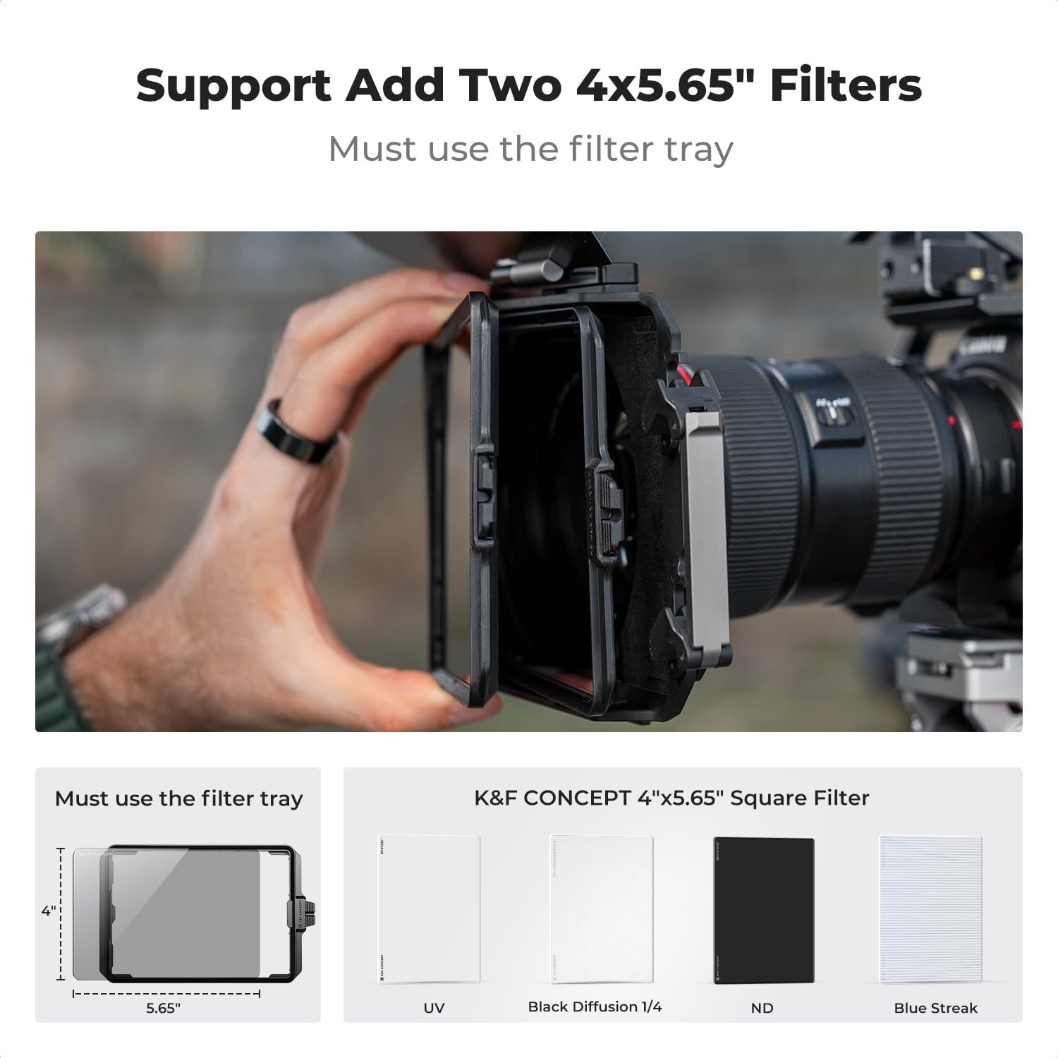 Matte Box for DSLR Cameras – Carbon Fiber Top Flag, 67-95mm Adapter Rings, 4×5.6