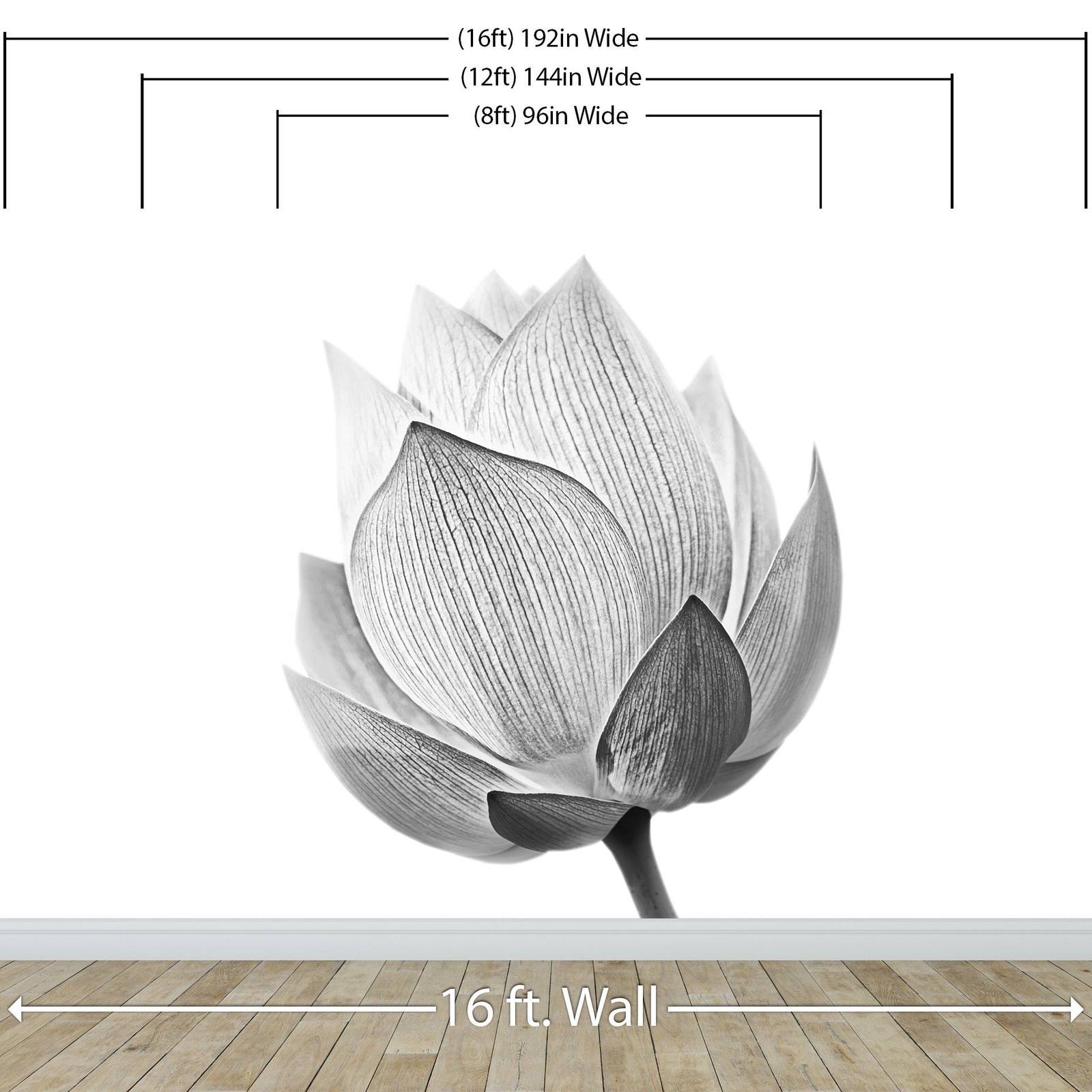 Black and White Lotus Flower Wall Mural #6116