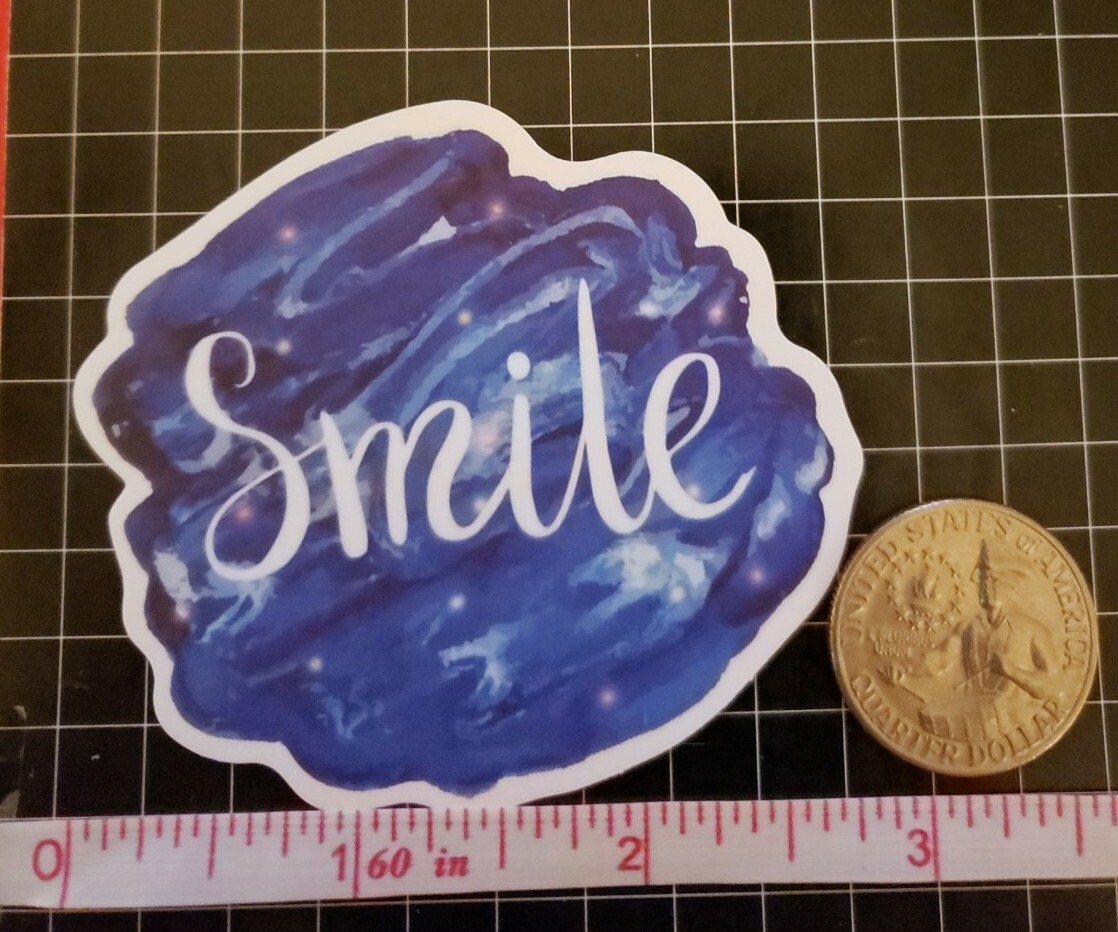 Galaxy Style Smile Vinyl Decal Sticker Bomb Hydroflask Phone Laptop