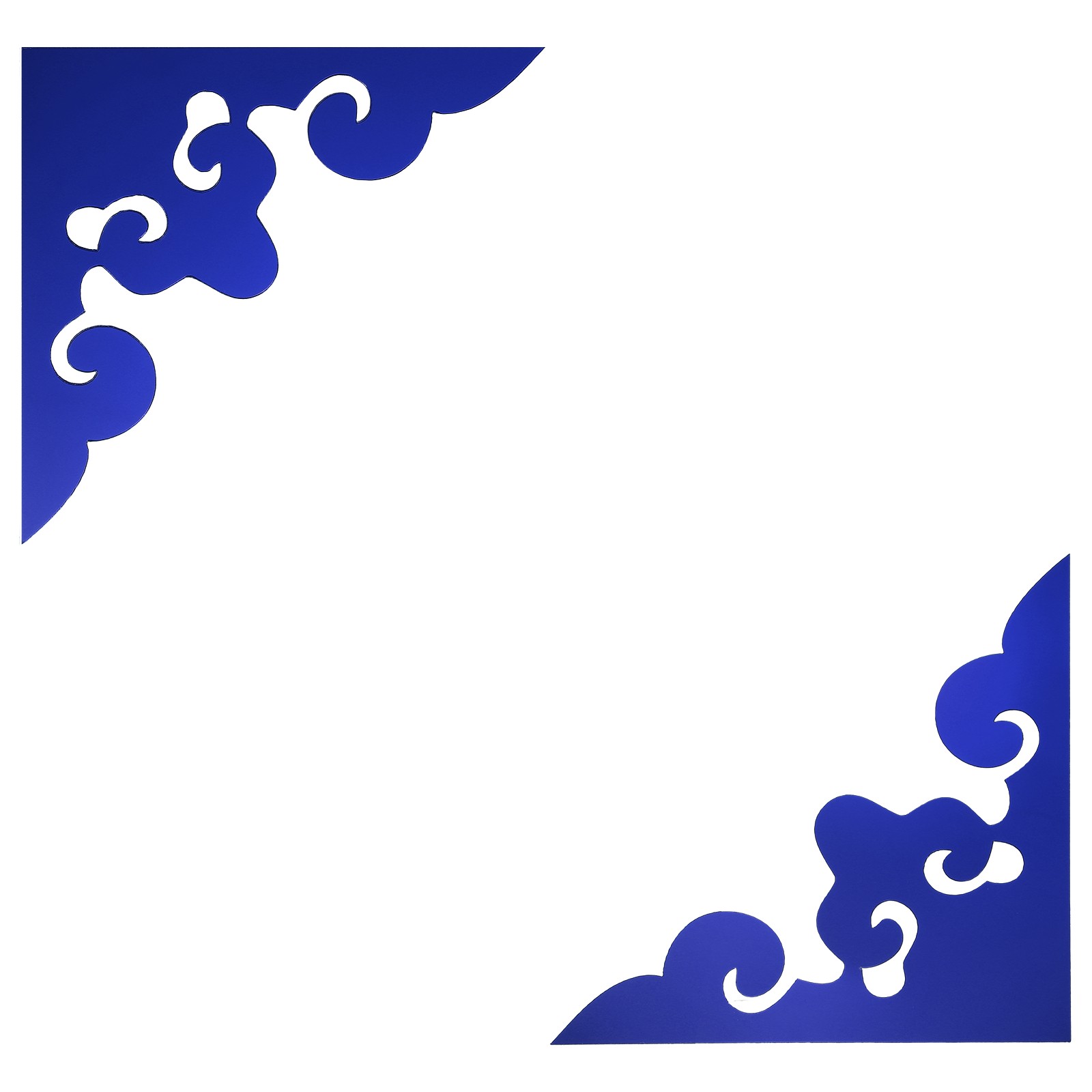 2Pcs Corner Decorative Pattern Hollow Mirror Wall Stickers(Dark Blue 7.9×7.9")