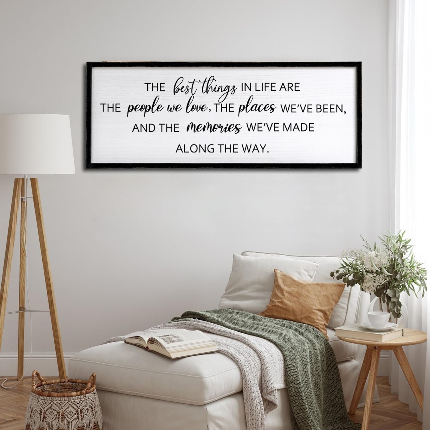 Foutcheou The Best Things in Life Wall Art, 32"×12" Framed Wood Memories