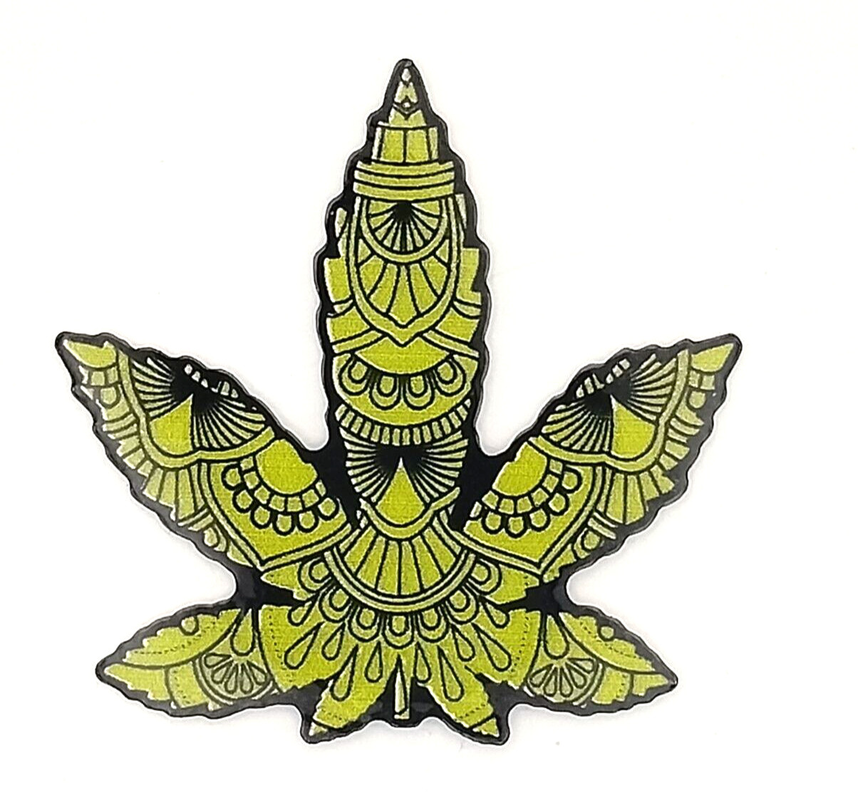 Green Tribal Weed Leaf Cannabis Sticker Weatherproof Vinyl UV Boho Laptop Art