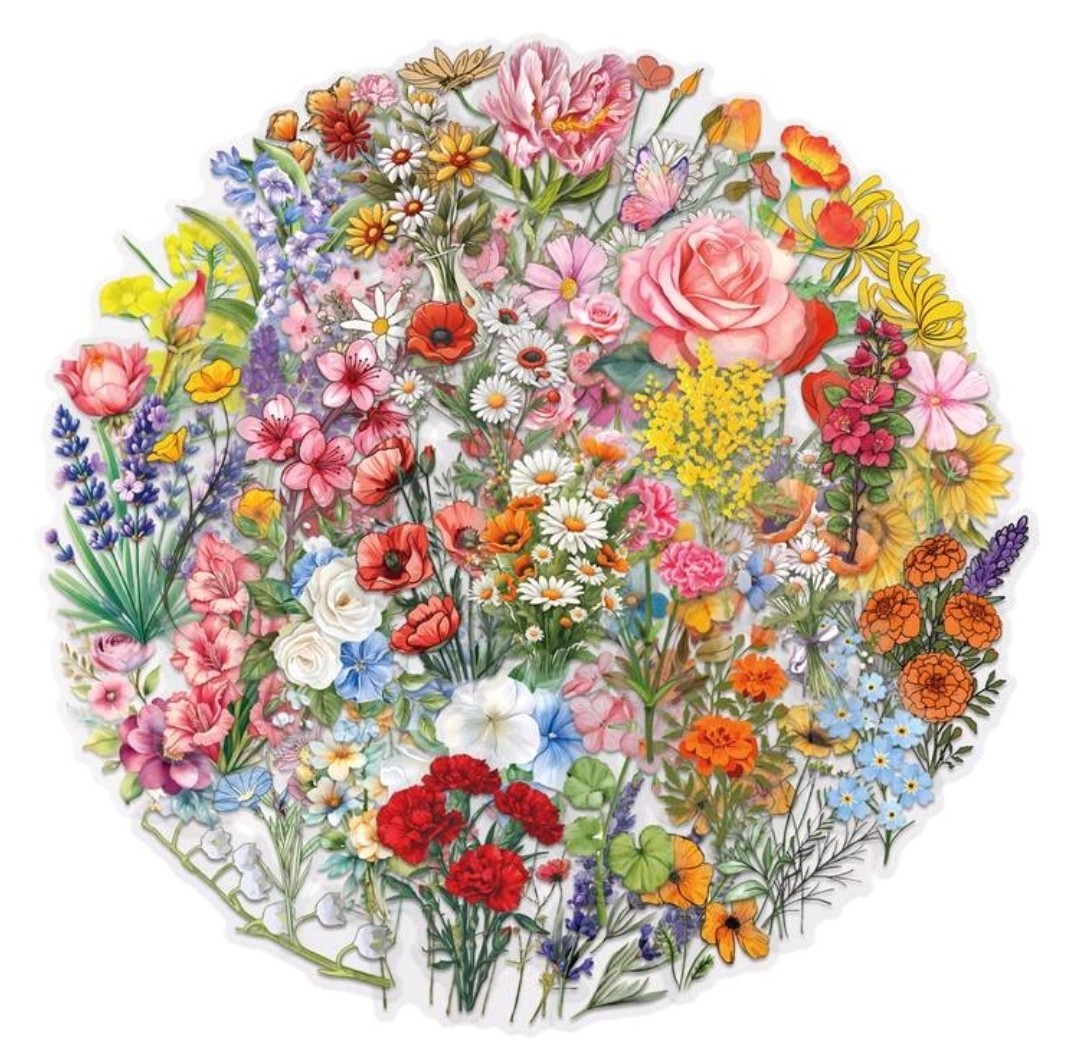 30 Pcs Waterproof Floral Vinyl Multicolor Wildflower Decals Stickers