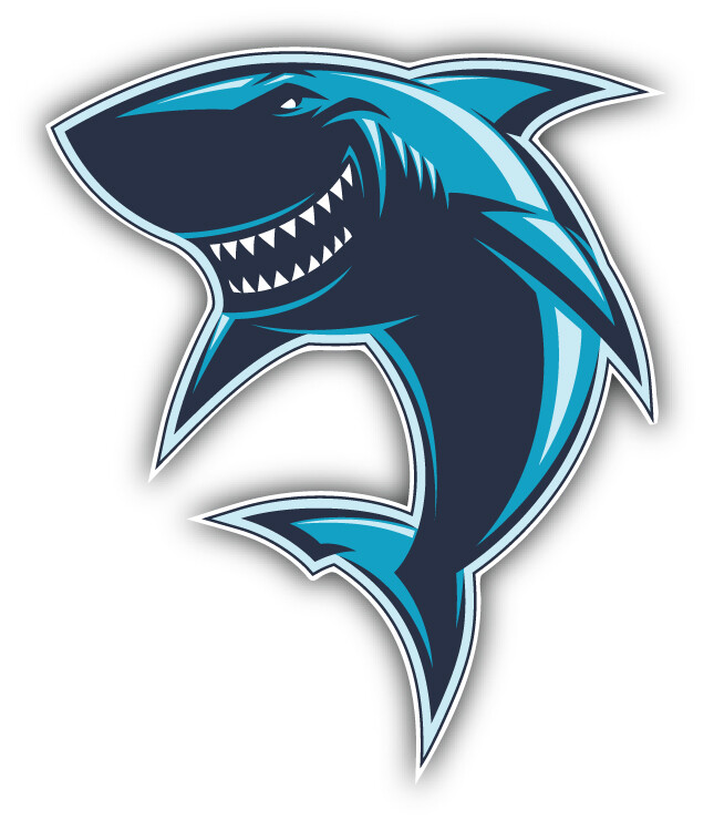 Shark Sport Mascot Car Bumper Sticker Decal