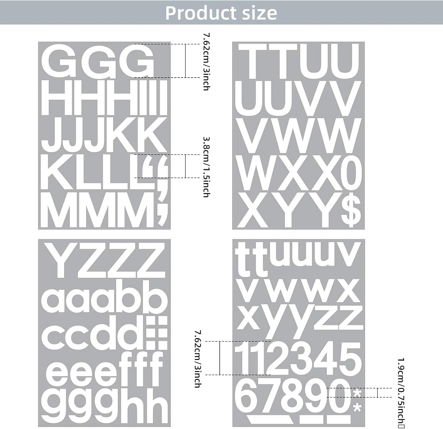 202 Pcs 8 Sheet Vinyl Letter Stickers 3 Inch White Self Adhesive Mailbox