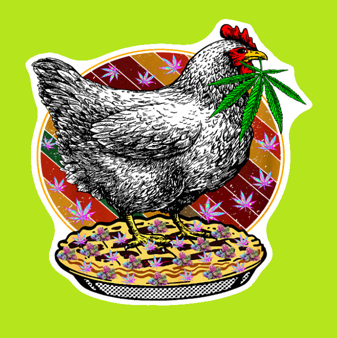 Vinyl Decal Chicken Pot Pie Weed Sticker Weatherproof UV Safe Added Layer