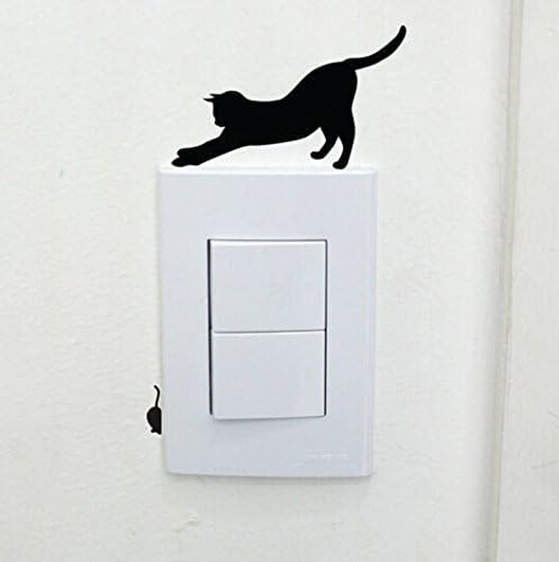 Wall Sticker, 8 Pcs Cute Cat Design Light Switch Decor Decals Wall Stickers (Cat