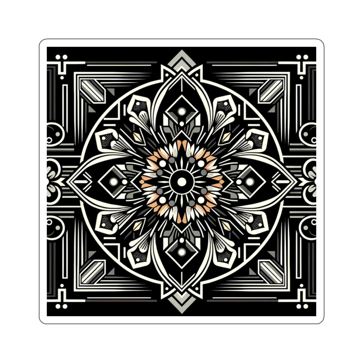 Sticker Art Deco Geometric Mandala Design Classy Luxury 2×2" 3×3" 4×4" 6×6"