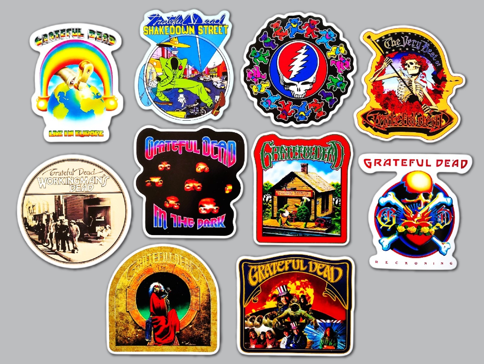 Grateful Dead Vinyl Sticker Pack (Qty 10) SET 1 jam psychedelic santana phish