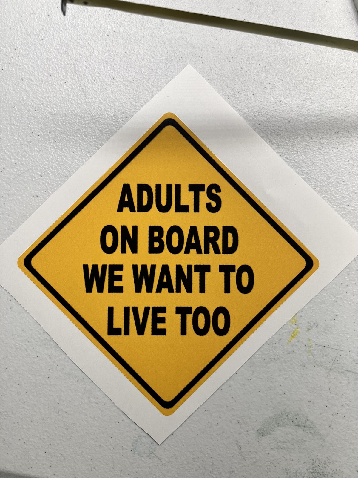 Adults On Board Funny Decal 8×8 Air Egress Vinyl