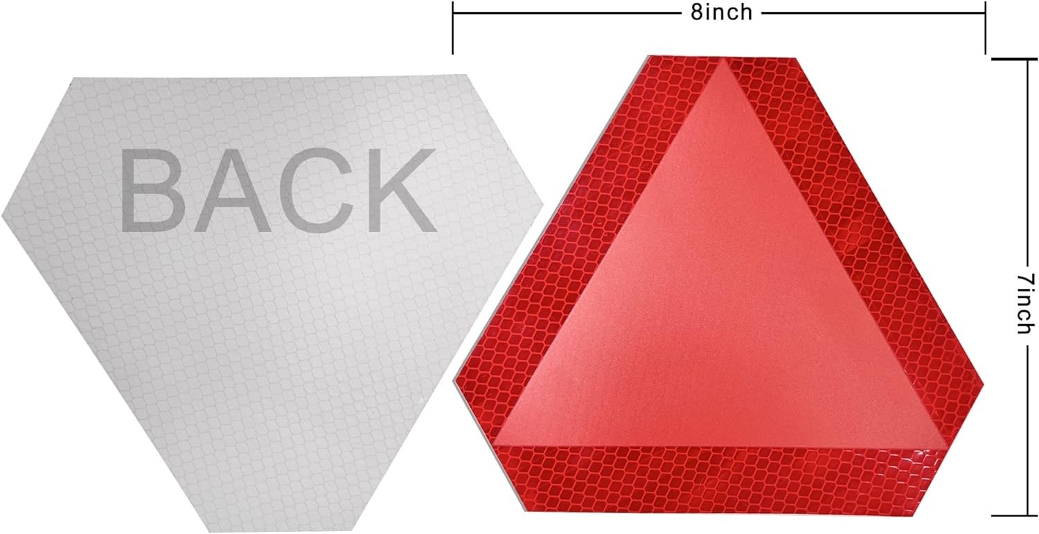 4 Pack Slow Moving Vehicle Sign 7×8 Inch Reflective Vehicle Triangle Sticker
