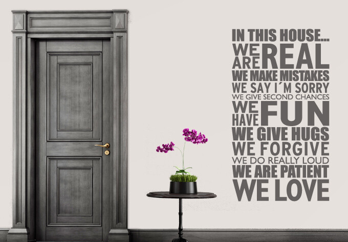 Living Room House Rules Love Home Decal Vinyl Wall Mural Decor Sticker