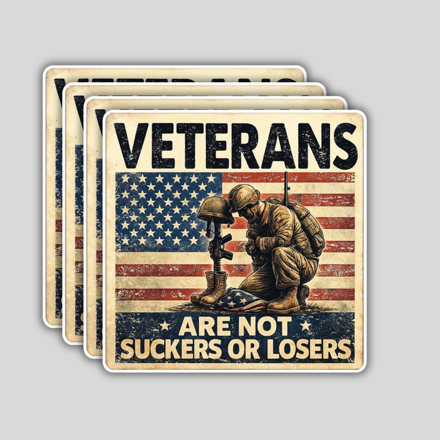 4Pcs Veterans Are Not Suckers or Losers – Political Humor Vinyl Decals, Waterpro
