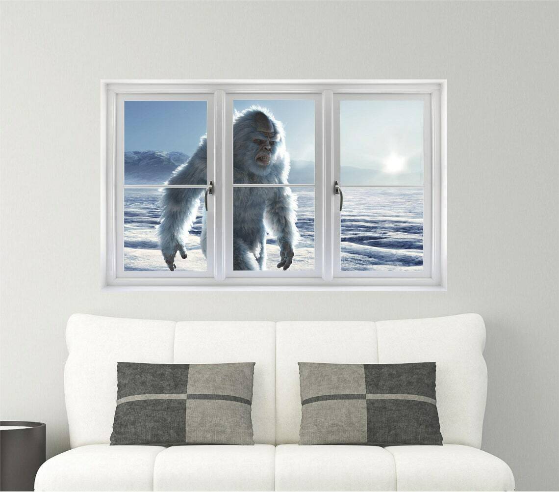 WindowScape Yeti Big Foot 3D Window Wall Decal Abominable Snowman Vinyl Sticker