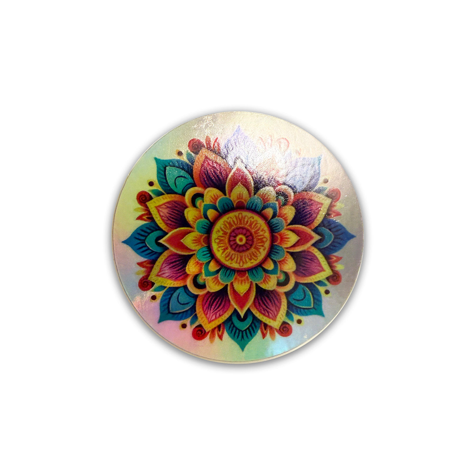 Colorful Mandala Sticker Holographic Floral Decal Aesthetic 2in 2 Pack