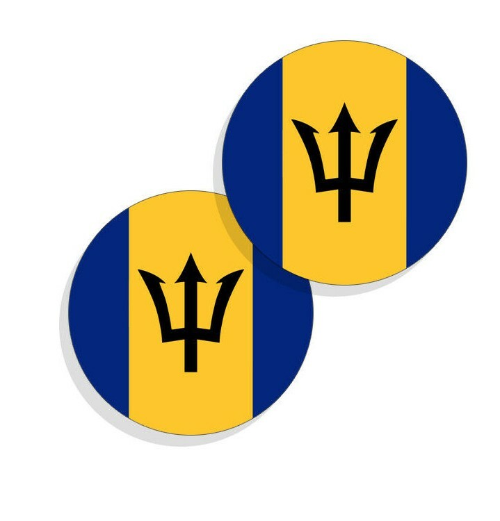 Barbados Flag Stickers Flag Decals Vinyl Indoor Outdoor Stickers Round 4 pack