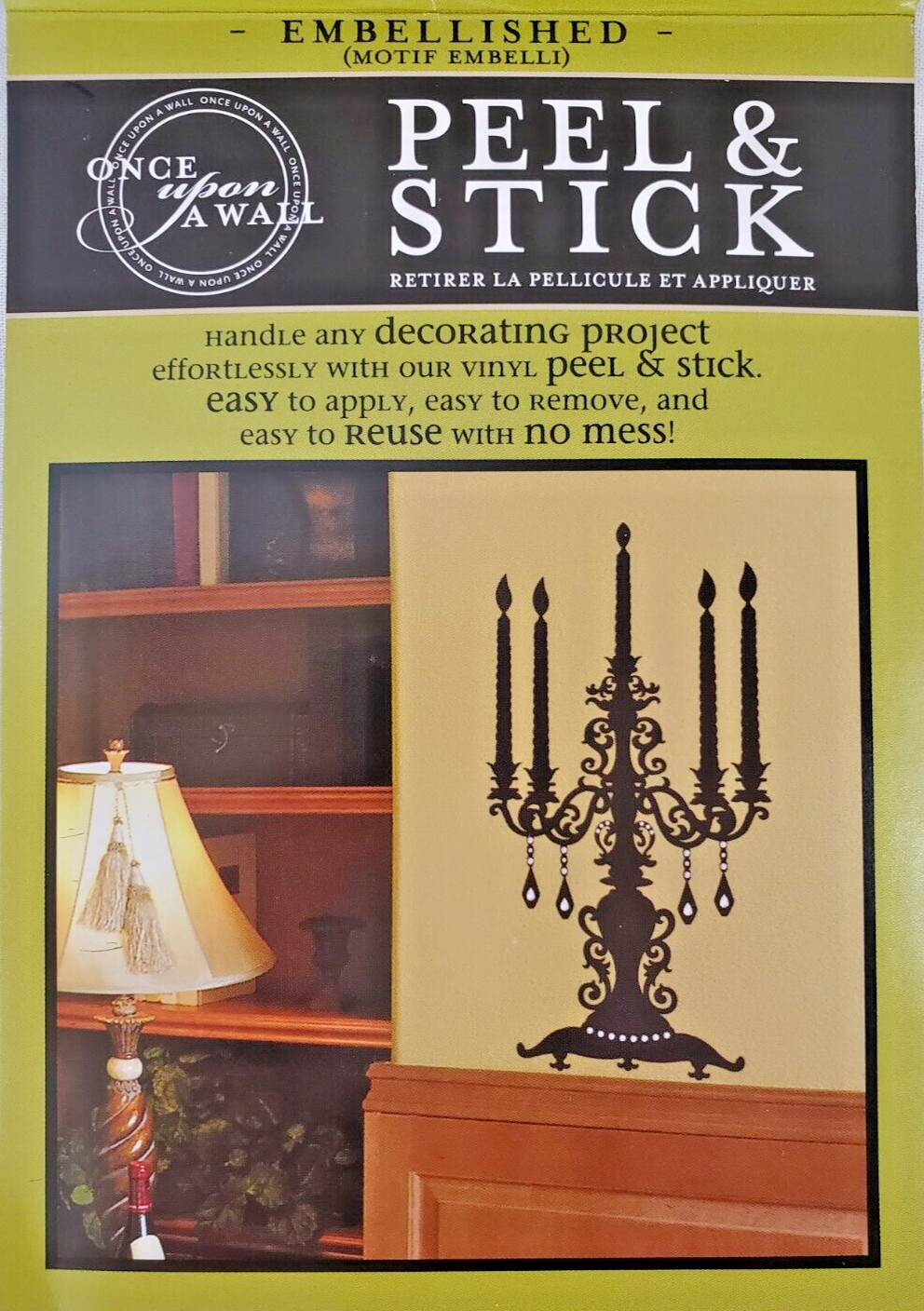 'Once Apon A Candelabra' Wall Peel & Stick 23.62" X 12.6"Decorative Rhinestones