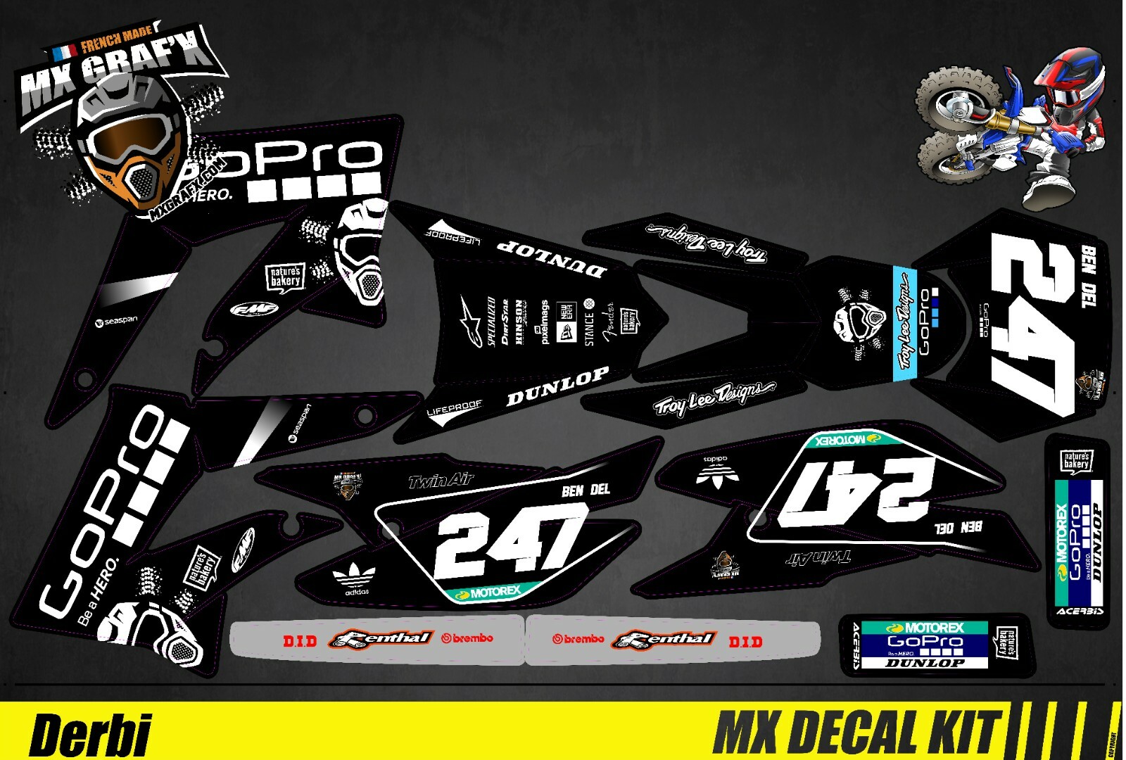 Motorcycle Decal Kit For Derbi 50 – GoPro Black