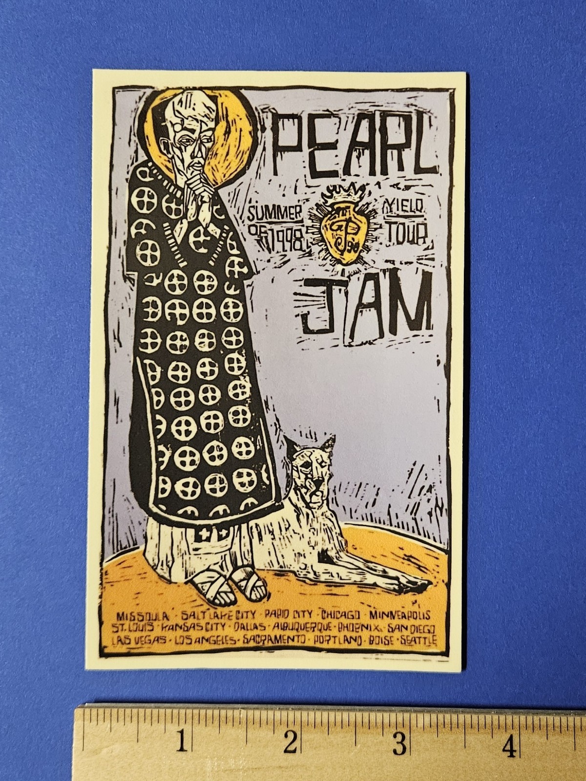 Pearl Jam 6"x3.5" Die-Cut Vinyl Sticker Yield Tour 1998 Summer Poster Art