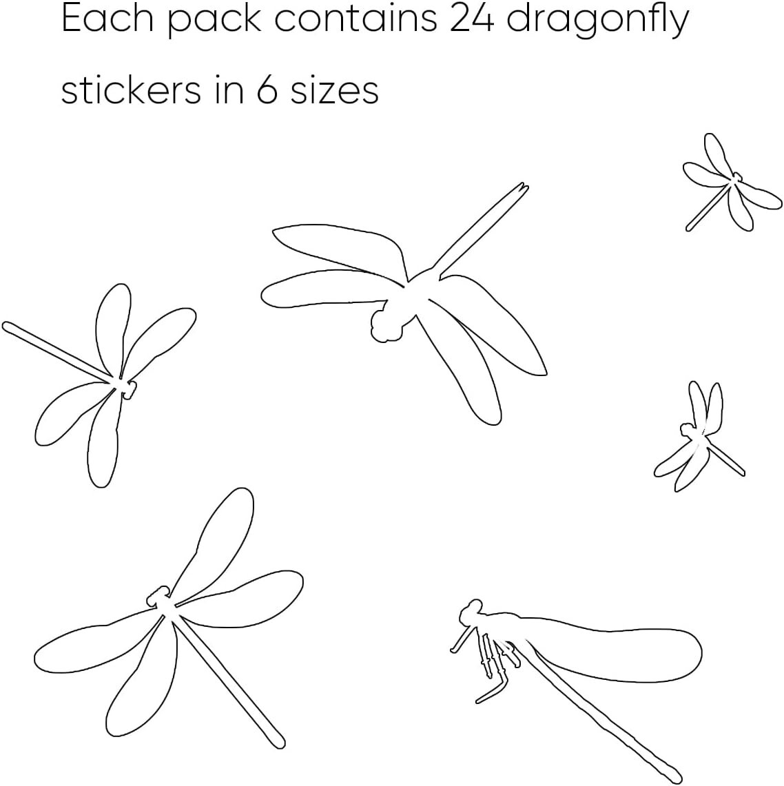 Holographic Window Decals for Bird Strikes – Glass Dragonfly, 24 Pieces