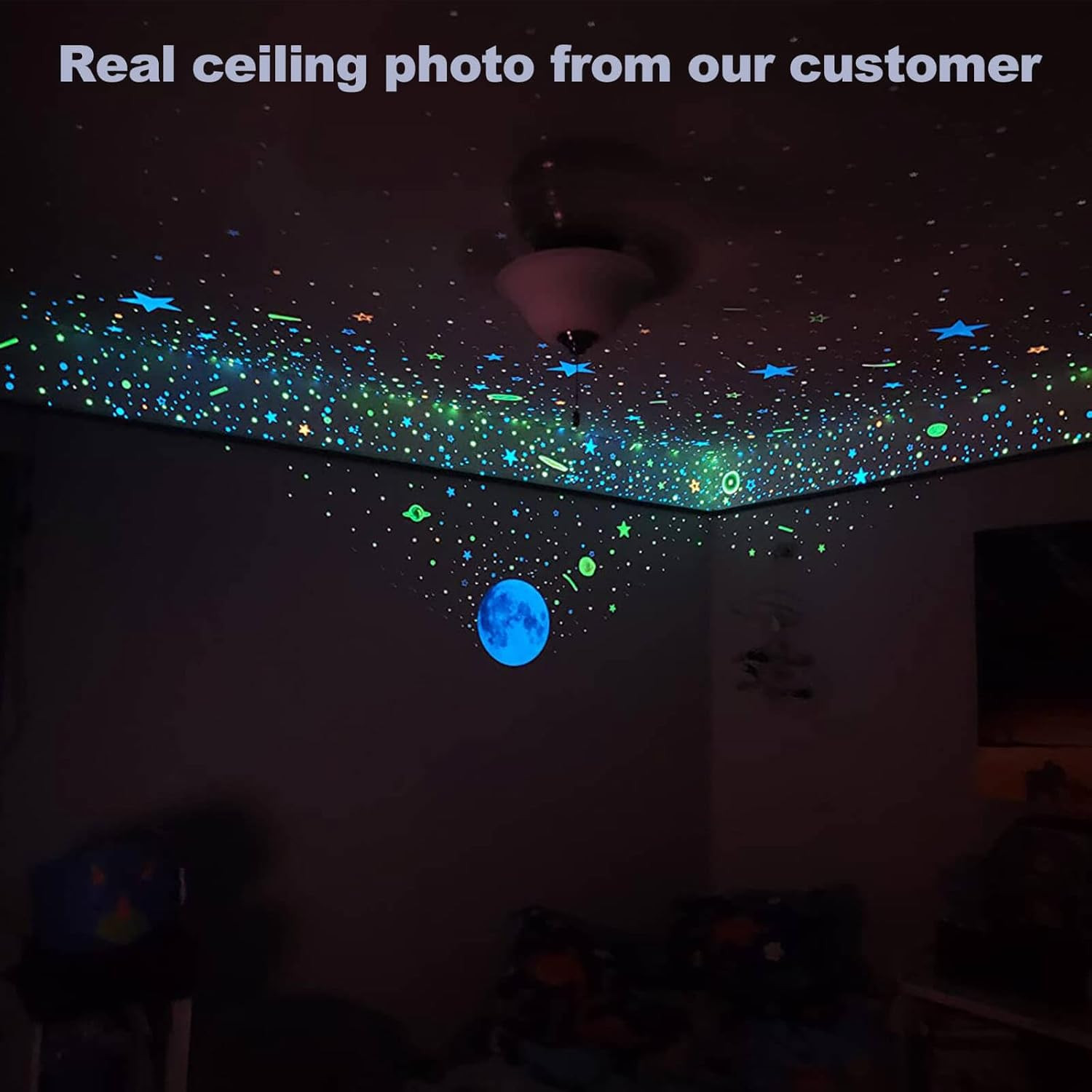 Glow in the Dark Stars Decals Decor for Ceiling 633 Pcs Realistic 3D Stickers St