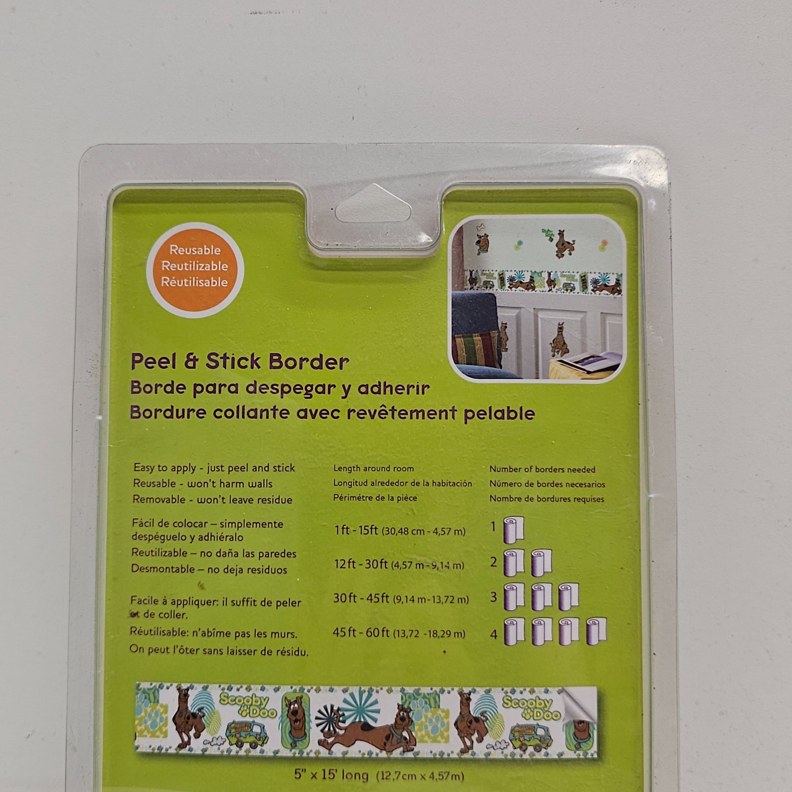 Brewster Scooby-Doo Peel & Stick Border PS93992 5×15 Green Vintage