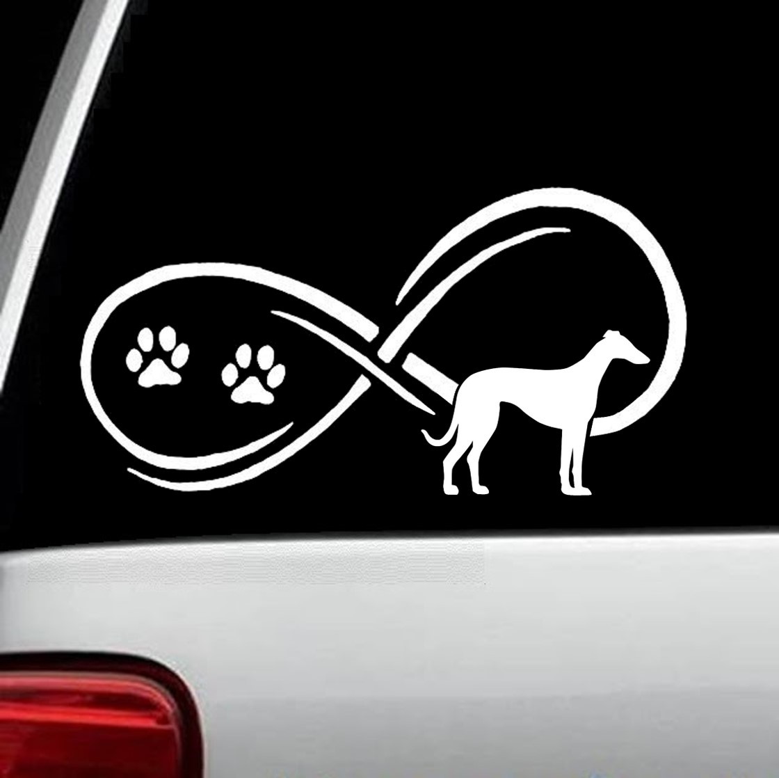Whippet Infinity Dog Paw Decal Sticker BG240 for Car Laptop Greyhound