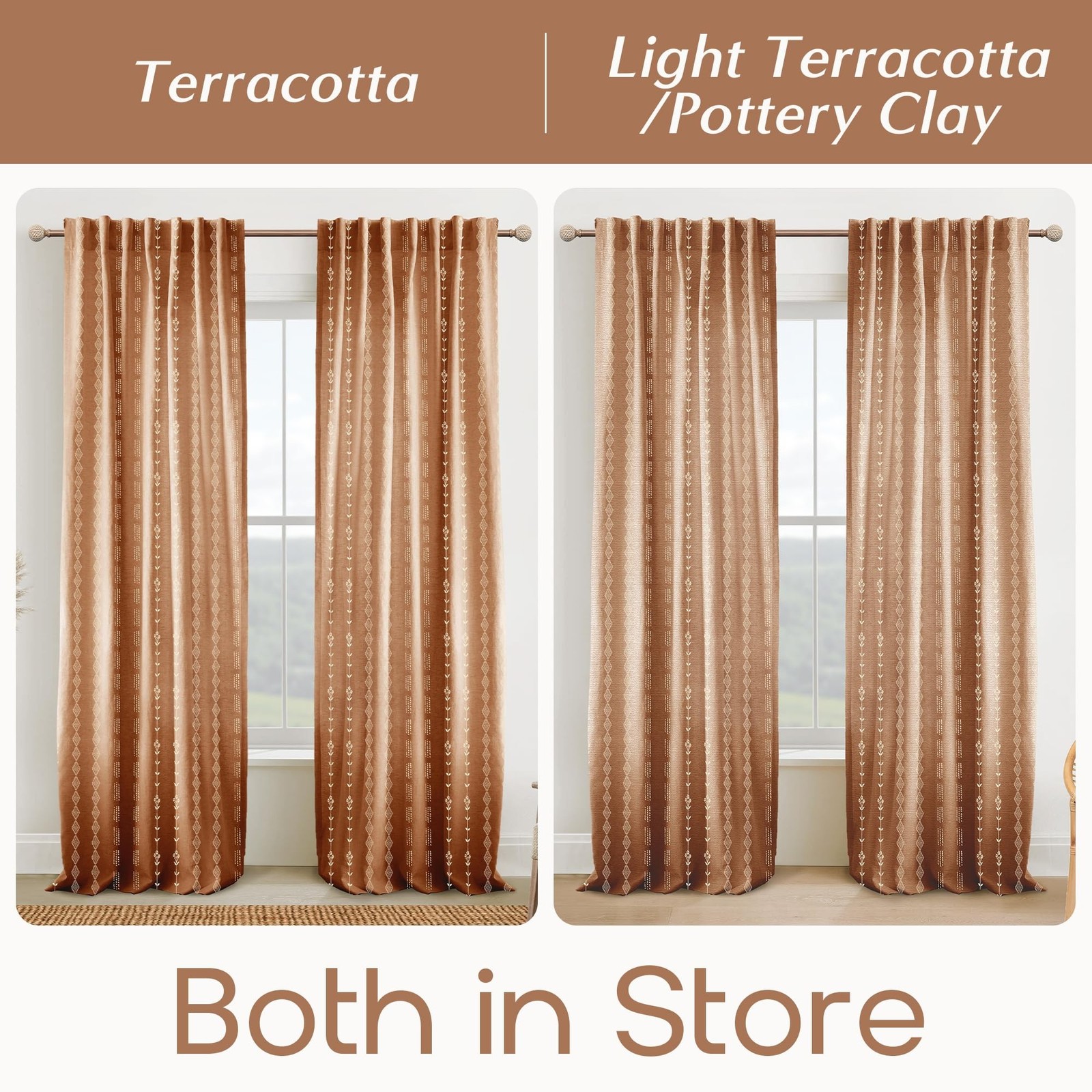 Boho Curtains 2 Panels Patterned Farmhouse for Living Room Bedroom,Vintage Fl…