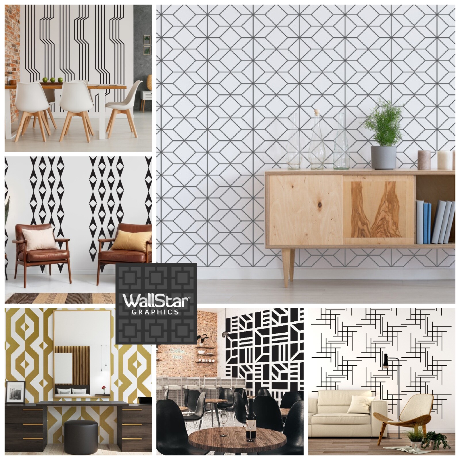 Mid Century Decals, Mid Century Decor, Hexagon Wall Decal, Hexagon Wall Art