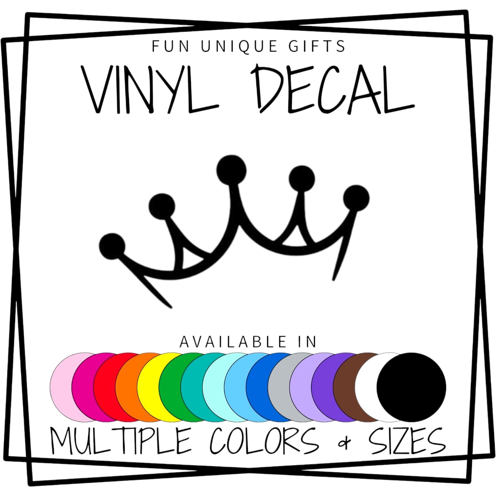 Princess Crown Vinyl Decal Sticker -Multiple Colors & Sizes- FREE SHIPPING