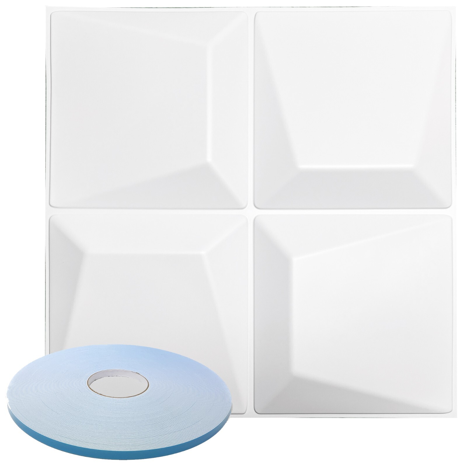 Star Textured Premium PVC 3d Wall Tile Panel 19.7" x 19.7" Pack of 12 White