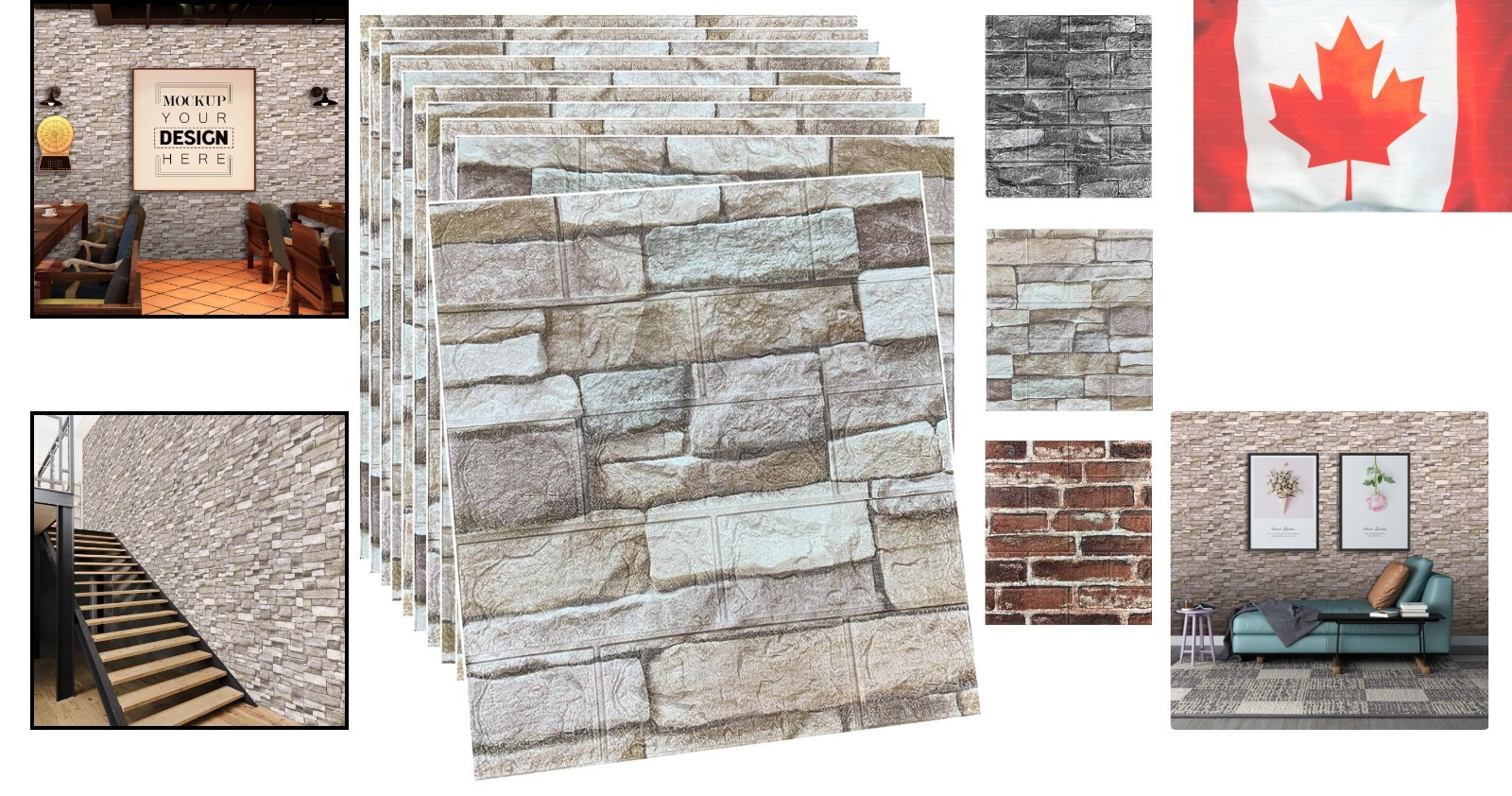 Stylish 3D Wall Panels – 20PCS Self-Adhesive Faux Stone Wallpaper for Home Decor