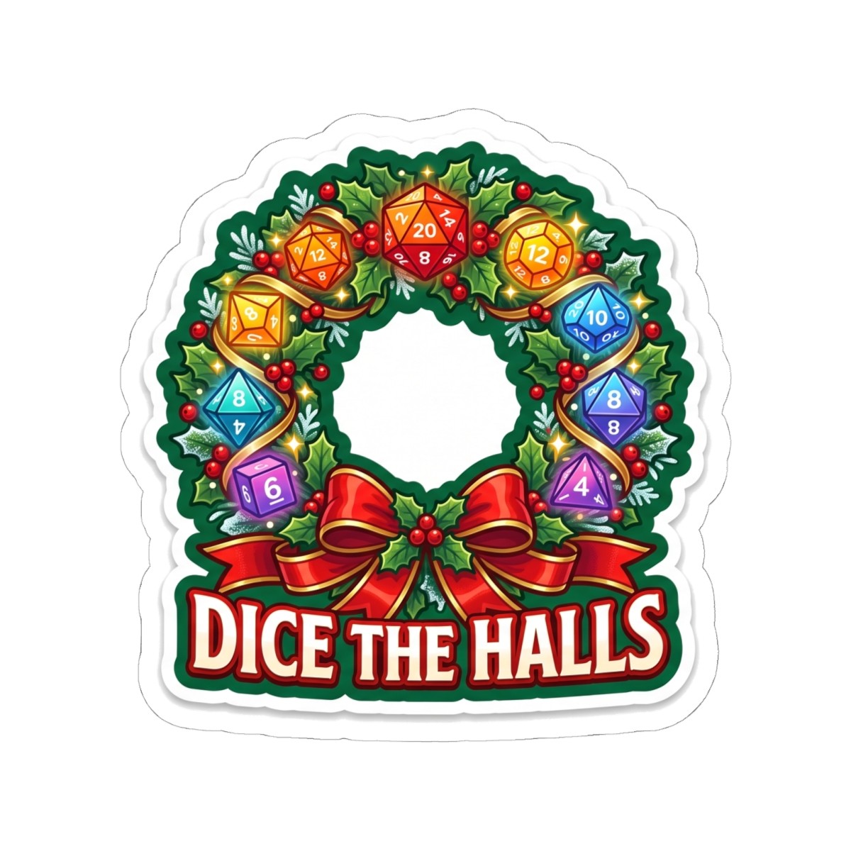 Dice The Halls Christmas Tabletop RPG D20 Dice Gamer Sticker