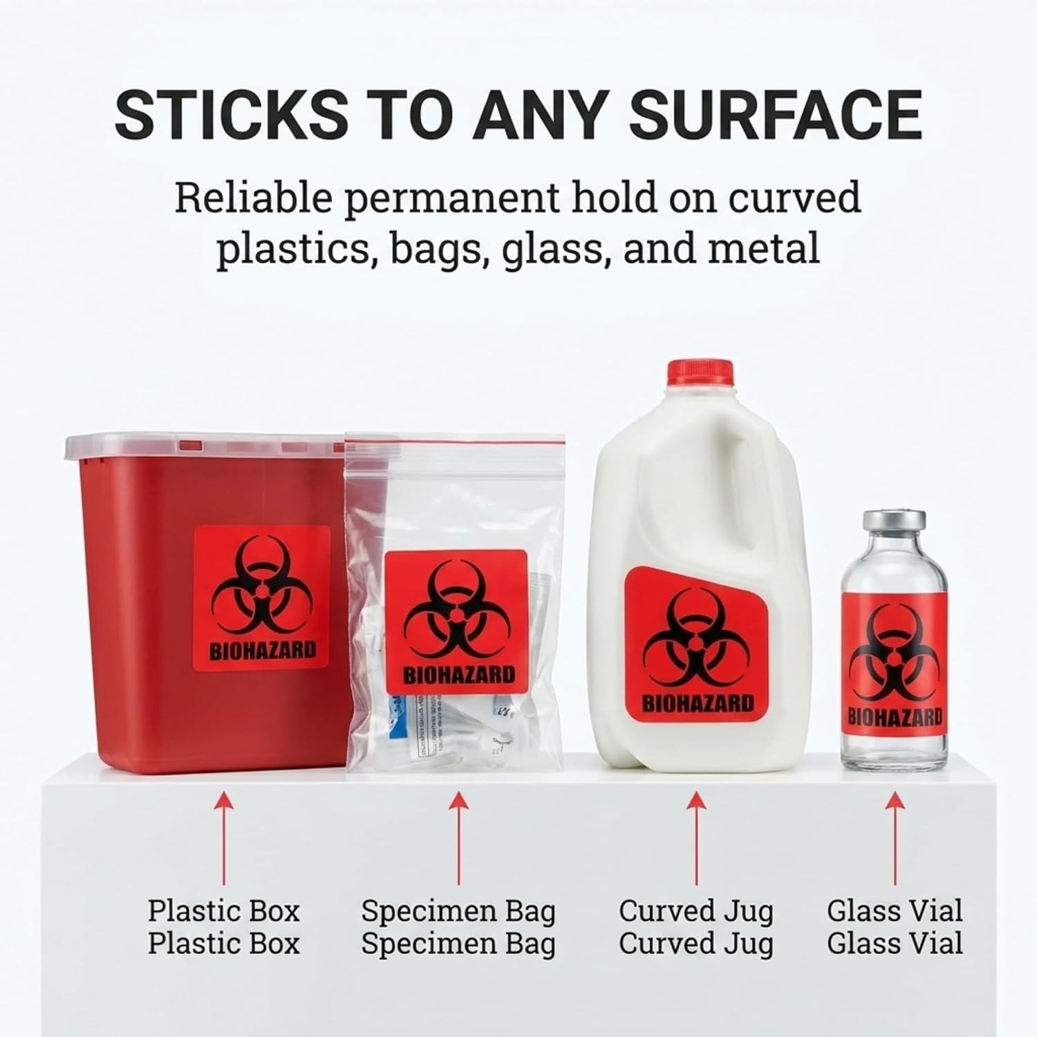 Bright Red 2" x 2" Biohazard Labels – 250 Durable Stickers for Labs & Hospitals