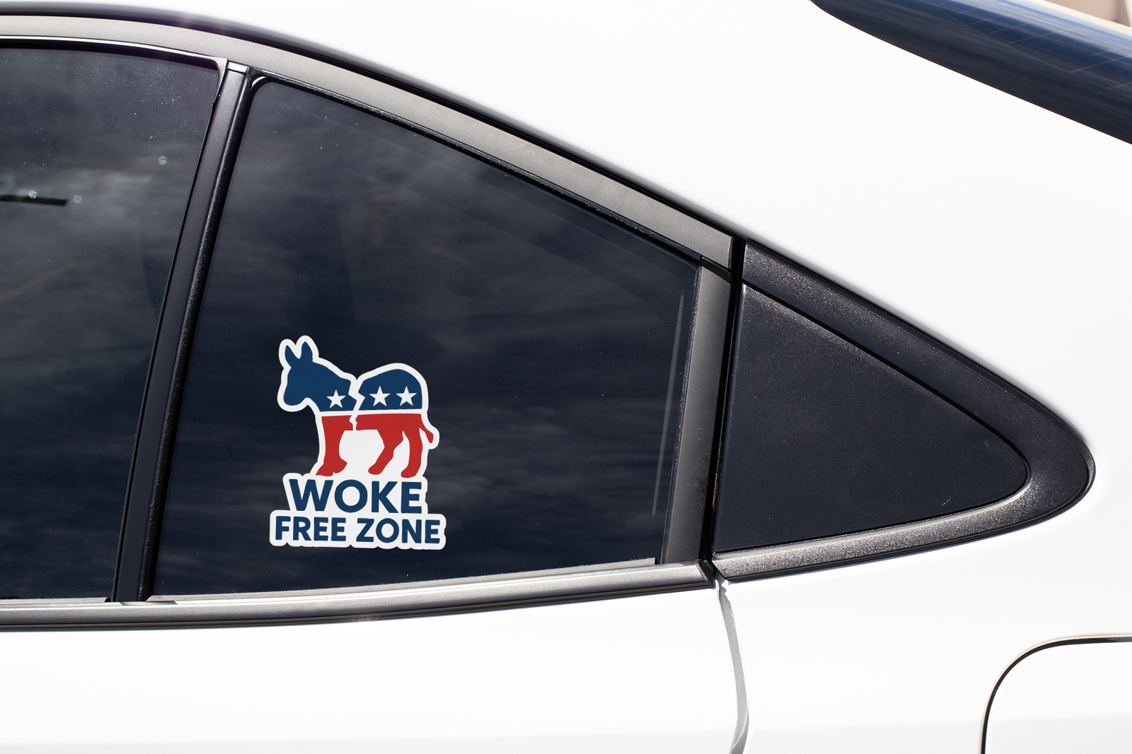 Woke Free Zone Sticker Broken Democrat Donkey Decal for Conservative Laptops
