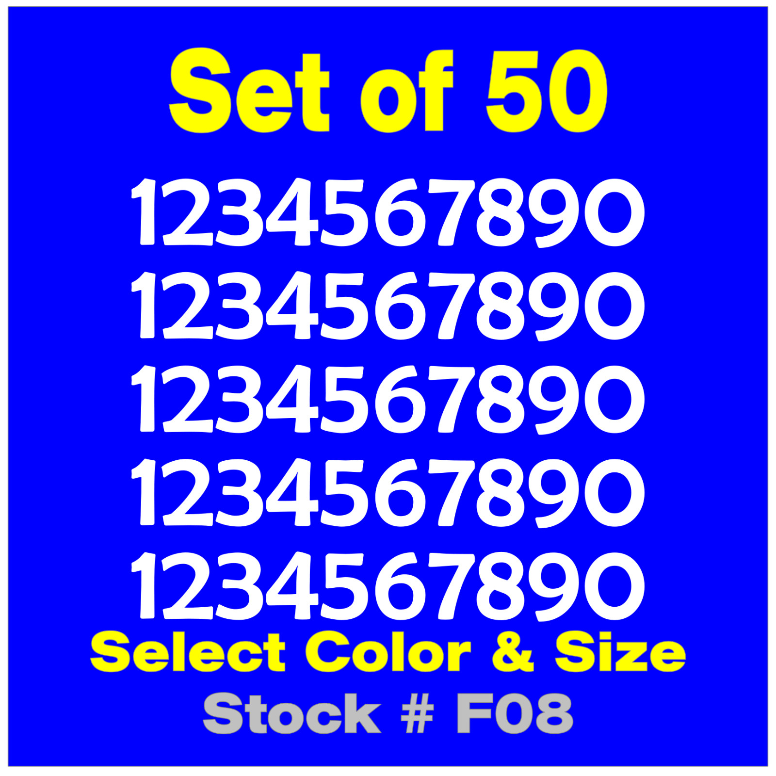 0 9 Numbers Vinyl Sticker Decals Outdoor Quality Many Uses – Set of 50 STK#F08