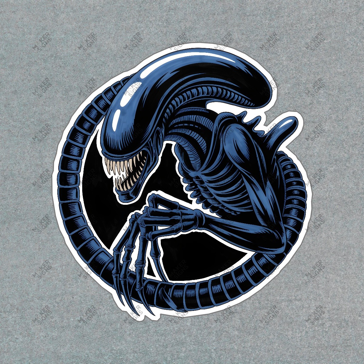 Xenomorph Alien Graphic Sticker Dark Blue Sci Fi Horror Art Perfect #7416