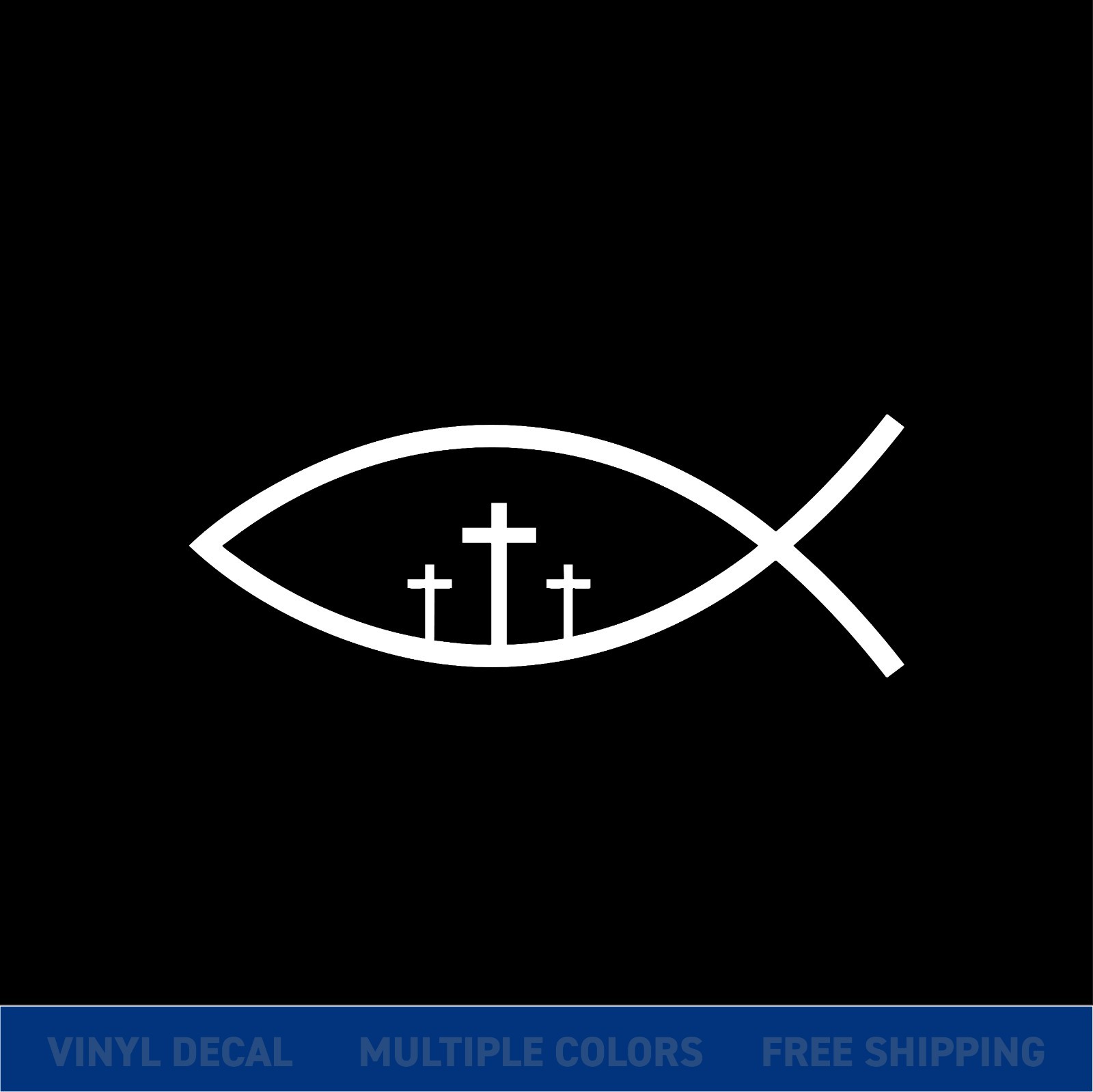 Christian Jesus Fish Cross Vinyl Decal Sticker – Ichthys Faith God Car Truck Win