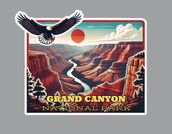 Grand Canyon National Park Original Art Die Cut Glossy Fridge Magnet