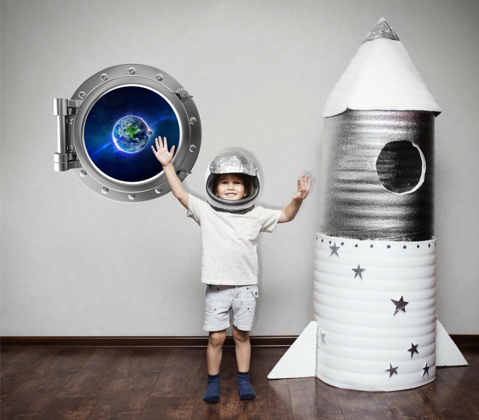 PortScape Earth #1 Space Porthole Window Wall Decal Removable Vinyl Wall Sticker