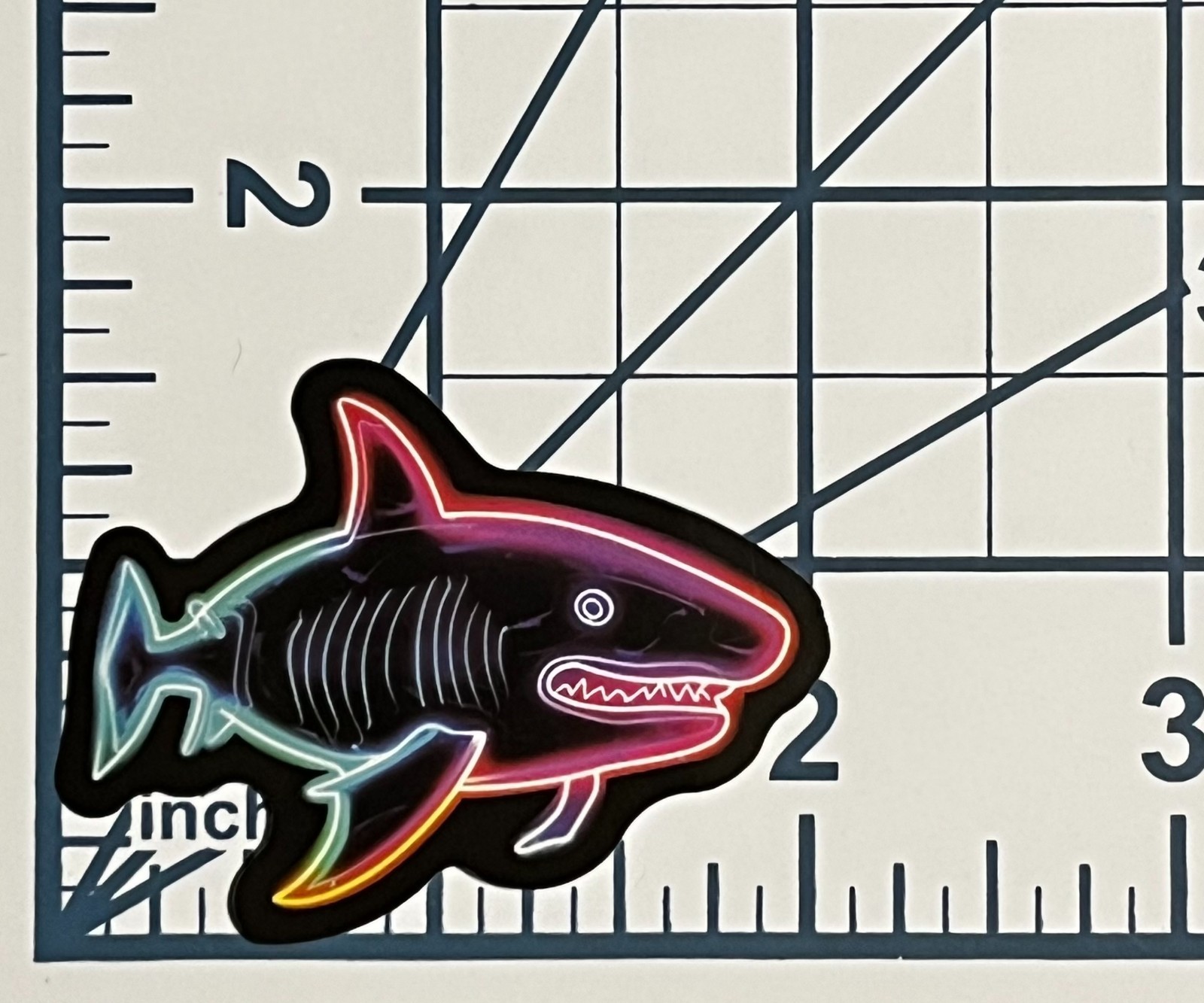Neon Shark Vinyl Sticker Ocean Great White Retro Glow Decal Laptop Gamer Art Fun