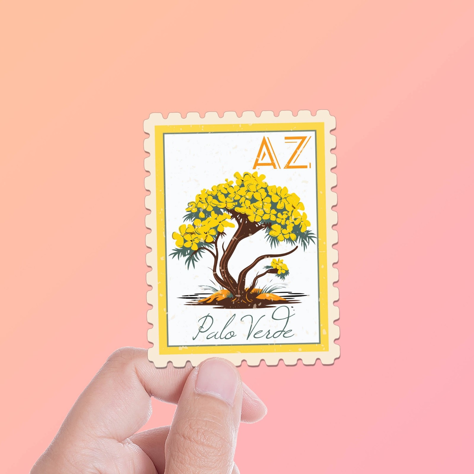 Arizona State Tree Palo Verde Sticker – AZ Vintage Stamp Decal