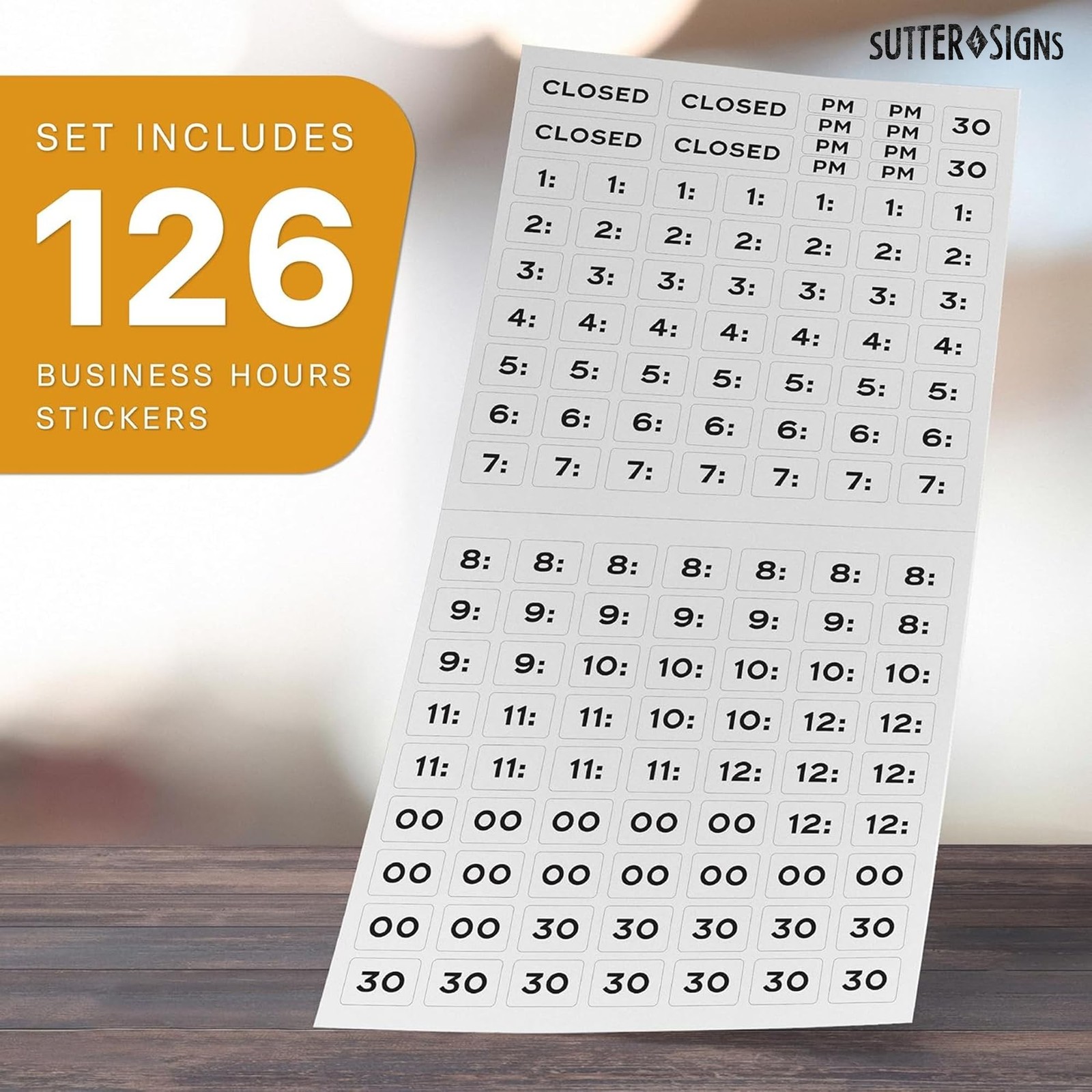 Business Hours Sign 2pk | Modern Store Open Time of Operation Sign for Glass …