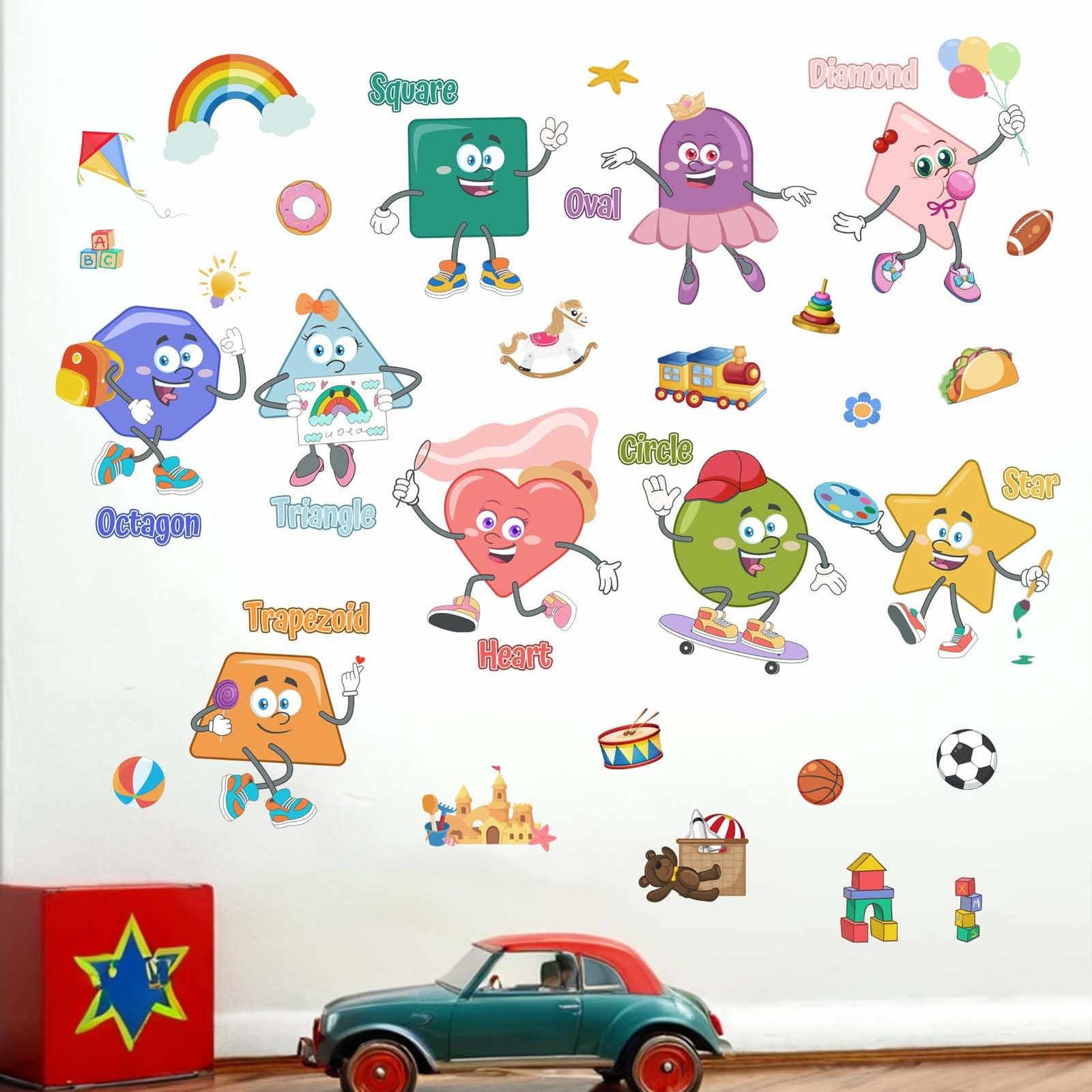 Shapes Educational Wall Decals – Enlighten Learning Geometry Wall Stickers – …