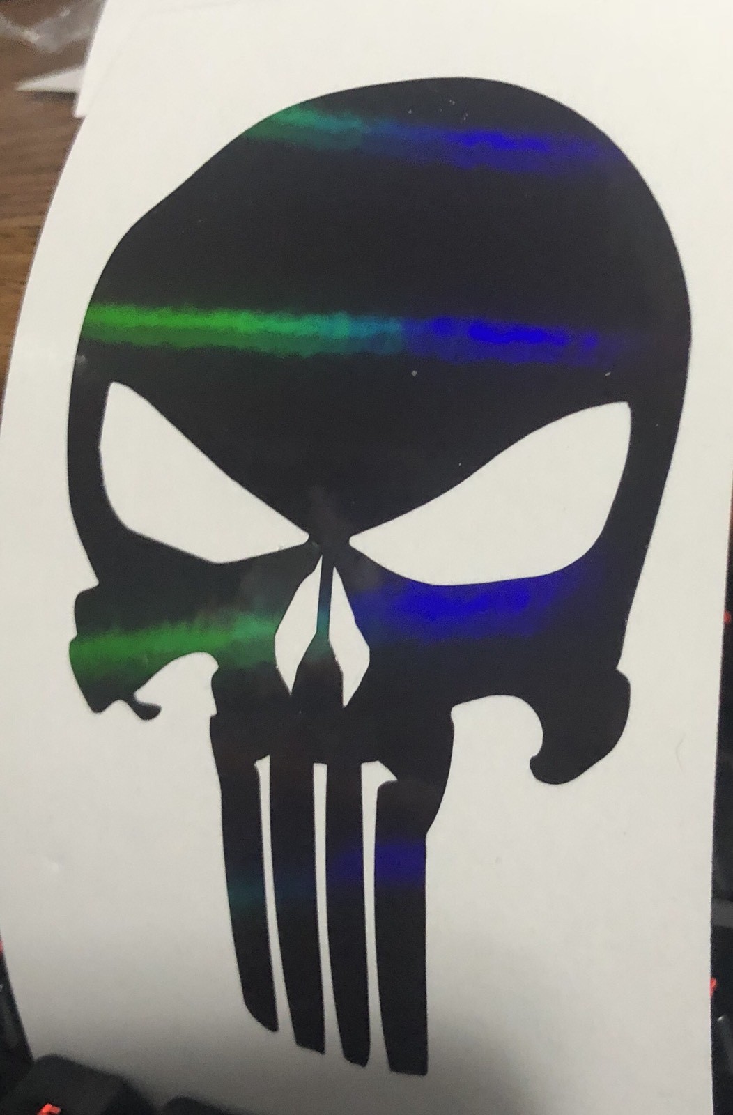 Pair of Punisher Decals Punisher Sticker Skull Military Holographic Oil Slick